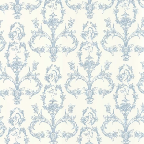 Casadeco angyal mintás kék vlies tapéta Seraphin Bleu Porcelaine 53 cm X 10 m
