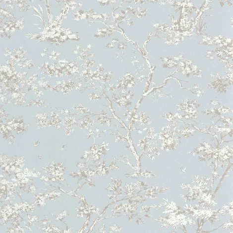 Casadeco halványkék fa mintás vlies tapéta Arbre Taupe/Bleu Doux 53 cm X 10 m