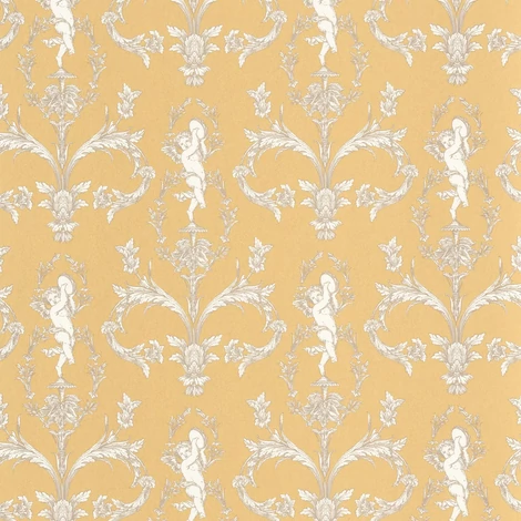 Casadeco angyal mintás napsárga vlies tapéta Seraphin Jaune Soleil 53 cm X 10 m