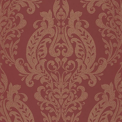 Casadeco Klasszikus damaszt mintás piros vlies tapéta Quintessence Rouge Opera 53 cm X 10 m