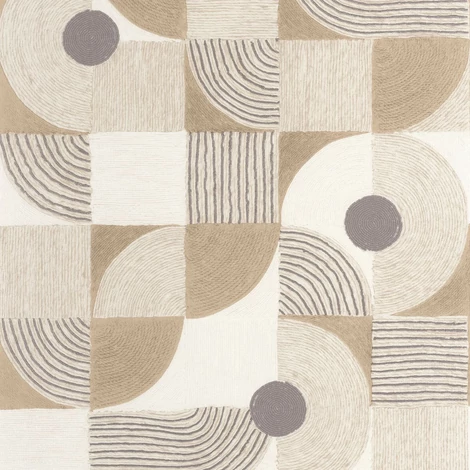 Casadeco Geometriai mintás raffia hatású bézs vinyl tapéta Element Beige Raphia 53 cm X 10 m