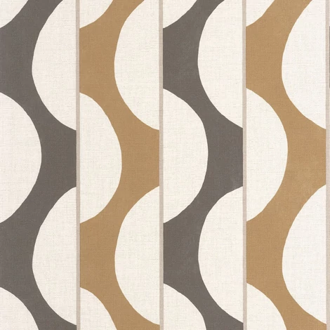 Casadeco Csíkos fekete-barna vinyl tapéta hullámokkal Neora Noir Fusain 53 cm X 10 m