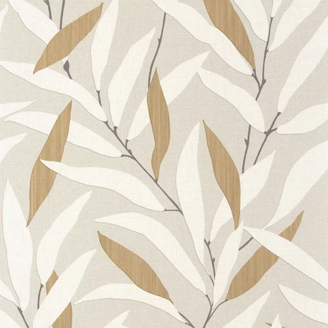 Casadeco Bambuszlevél mintás bézs vinyl tapéta Alba Beige Lin 53 cm X 10 m