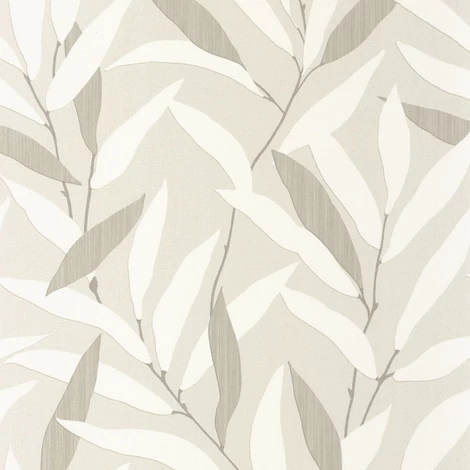 Casadeco Bambuszlevél mintás bézs vinyl tapéta Alba Blanc Craie 53 cm X 10 m