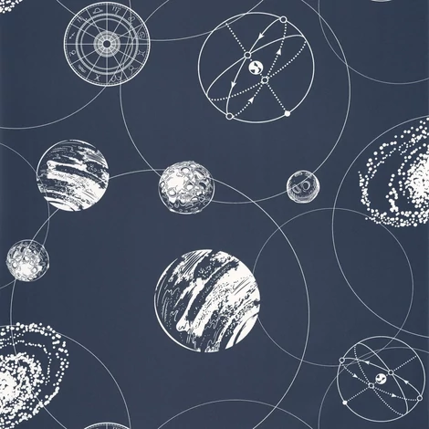 Caselio Bolygós sötétkék vinyl tapéta Just Fly Bleu Nuit 53 cm X 10 m