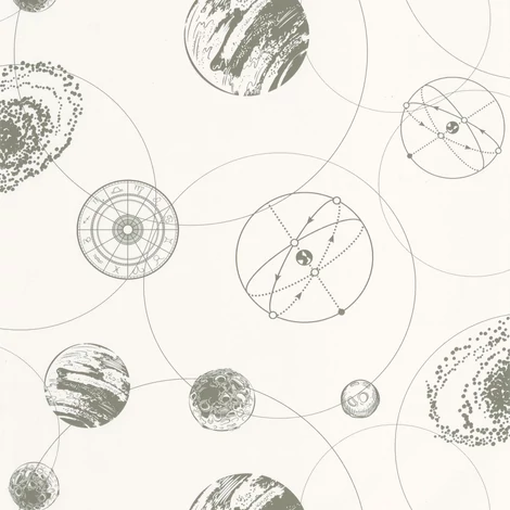 Caselio Bolygós zöld-fehér vinyl tapéta Just Fly Kaki 53 cm X 10 m