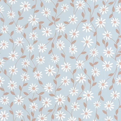 Caselio Romantikus virág mintás világsokék vlies tapéta Anna Caramel Bleu 53 cm X 10 m