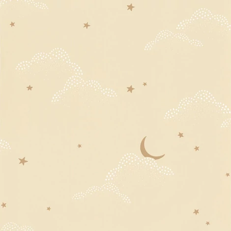 Caselio Felhő mintás bézs vlies tapéta csillagokkal S'Evader Beige Camel 53 cm X 10 m