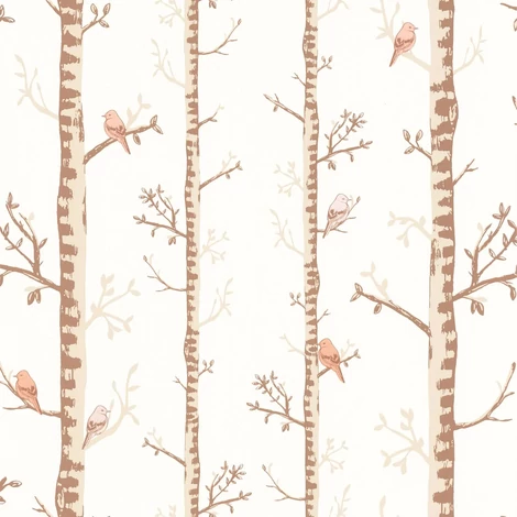 Caselio Erdő mintás barna vlies taptéa madarakkal Escalader Camel 53 cm X 10 m