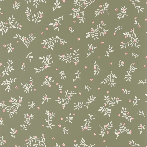 Caselio Romanitkus apró virágos keki zöld vinyl tapéta Callisto Kaki Rose 53 cm X 10 m