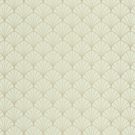 Caselio Pálma mintás art deco zöld-arany vinyl tapéta Edgar Vert Amande Or 53 cm X 10 m