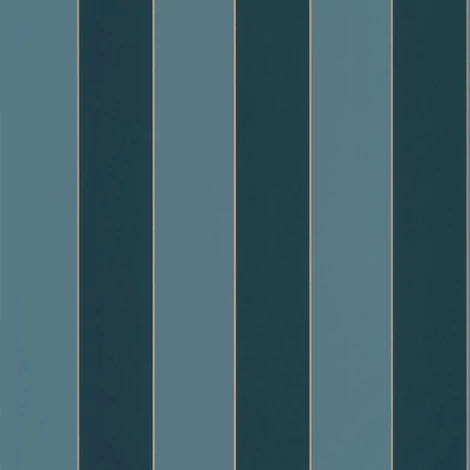 Caselio Elegáns csíkos kék vinyl tapéta arany széllel Moonlight Golden Lines Bleu Paon Ocean 53 cm X 10 m