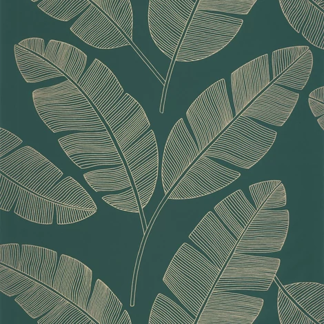 Caselio Óriás banánfa leveles sötétzöld vinyl tapéta Moonlight Banana Tree Vert Sapin 53 cm X 10 m