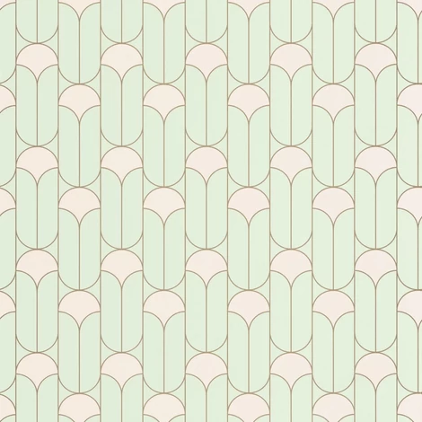 Caselio Geometriai mintás art deco mandulazöld vlies tapéta Paris Vert Amande 53 cm X 10 m