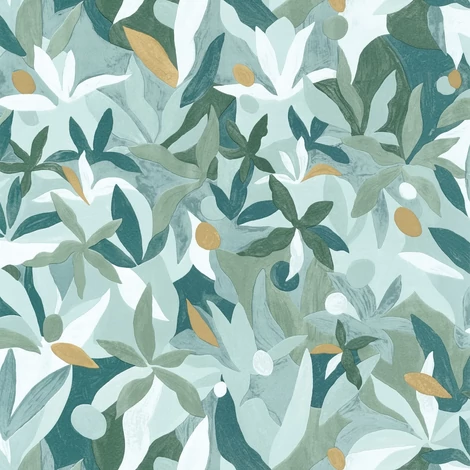 Caselio Modern virág mintás zöld-arany vlies tapéta Fauve Vert Emeraude Dore 53 cm X 10 m