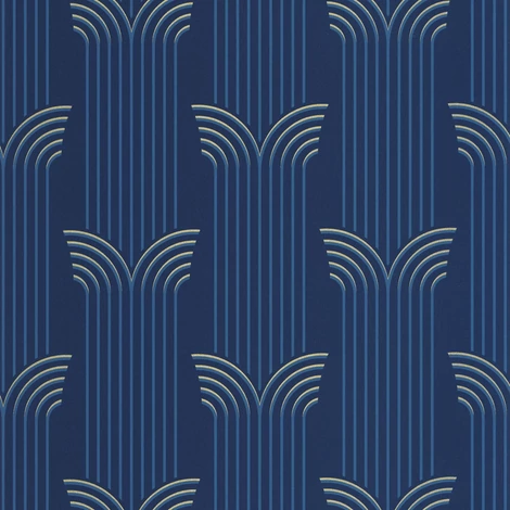 Caselio Art deco kék-arany vinyl tapéta Glamour Bleu Dore 53 cm X 10 m