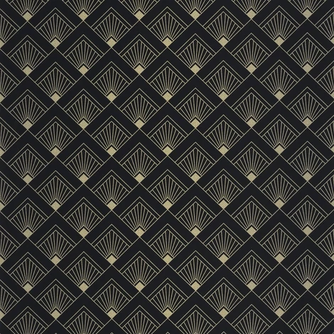 Caselio Art deco glamúr fekete-arany vinyl tapéta Effervescence Noir Dore 53 cm X 10 m
