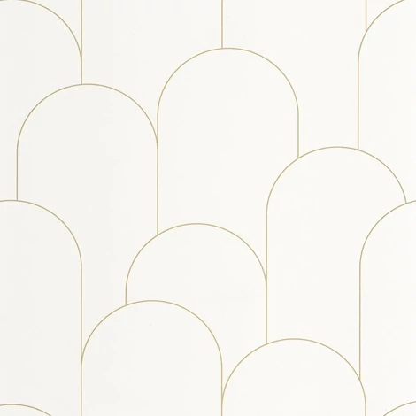 Caselio Elegáns art deco fehér vinyl tapéta Ornament Blanc Dore 53 cm X 10 m