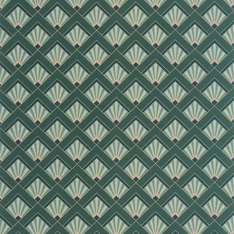 Caselio Art deco glamúr zöld-arany vinyl tapéta Effervescence Vert Emeraude Violet 53 cm X 10 m