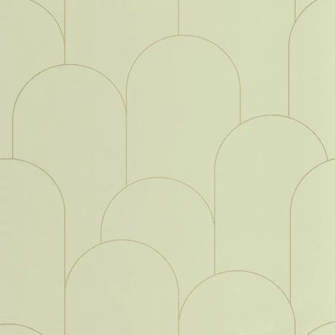 Caselio Elegáns art deco mandulazöld vinyl tapéta Ornament Vert Amande Dore 53 cm X 10 m