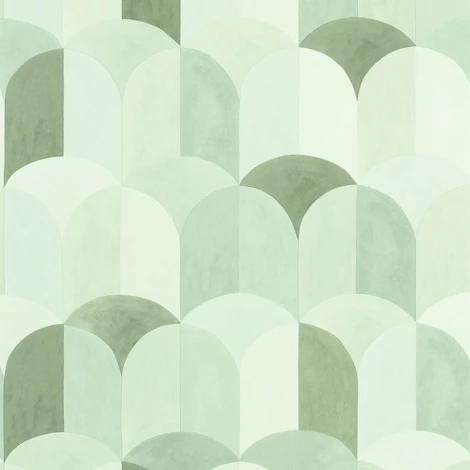 Caselio Geometriai mintás modern zöld vinyl tapéta konyhába Bandol Vert Mousse 53 cm X 10 m