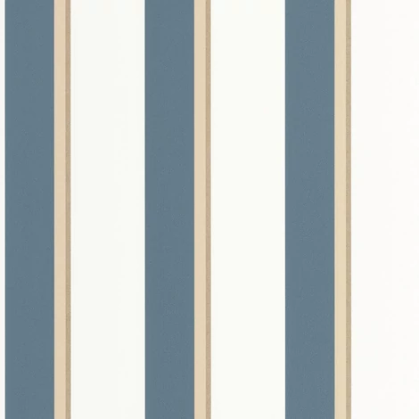 Caselio Elegáns csíkos kék vinyl tapéta barnaszegéllyel Linear Bleu 53 cm X 10 m