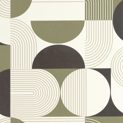 Caselio Geometriai mintás modern keki zöld vinyl tapéta Amplitude Vert Kaki 53 cm X 10 m