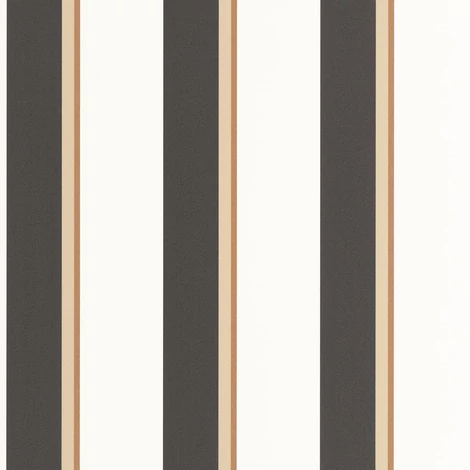 Caselio Elegáns csíkos fekete vinyl tapéta barna szegéllyel Linear Beige Or 53 cm X 10 m