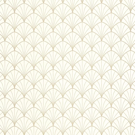 Caselio Pálma mintás art deco fehér-arany vinyl tapéta Edgar Blanc Or 53 cm X 10 m