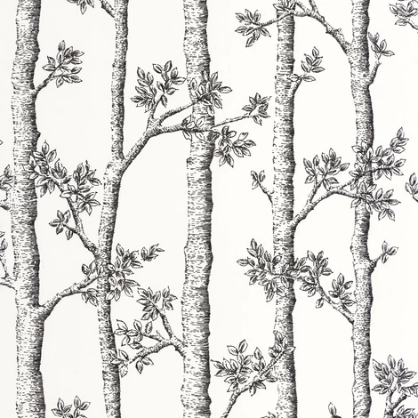 Caselio Fa mintás modern fekete-fehér vlies tapéta Automne Blanc 53 cm X 10 m