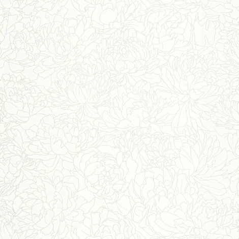 Caselio Fényes virág mintás elegáns fehér vinyl tapéta Glow Blanc Irise 53 cm X 10 m