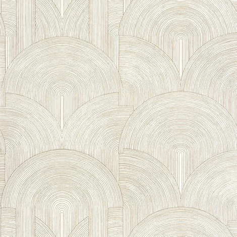 Caselio Art deco geometriai mintás fehér-arany vinyl tapéta Delicacy Blanc Or 53 cm X 10 m