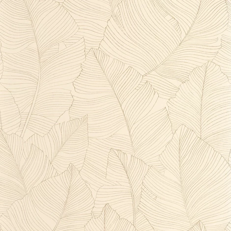 Caselio Nagy levél mintás modern bézs vinyl tapéta Vegetalia Sepia Beige 53 cm X 10 m