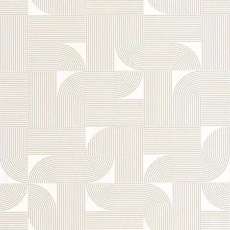 Caselio Geometrikus modern fehér-arany vinyl tapéta Softness Blanc Or 53 cm X 10 m