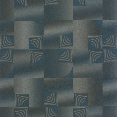 Caselio Geometrikus modern sötétkék vinyl tapéta Softness Bleu Cuivre 53 cm X 10 m