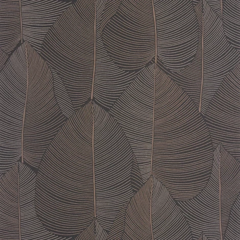 Caselio Levél mintás fekete vinyl tapéta Nuance Noir Irise 53 cm X 10 m