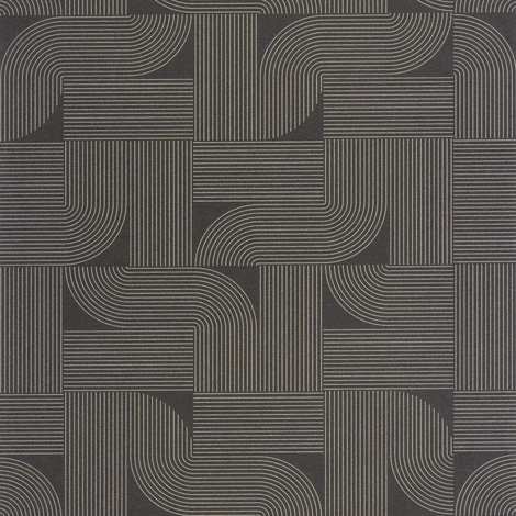 Caselio Geometrikus modern fekete-arany vinyl tapéta Softness Noir Or 53 cm X 10 m