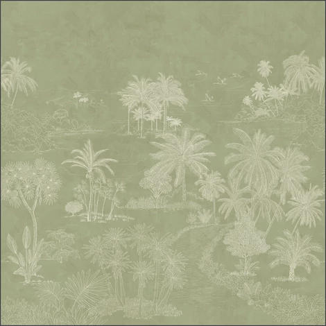 Caselio Elegáns fa mintás zöld vlies poszter tapéta Timor Vert 250 cm X 2,5 m