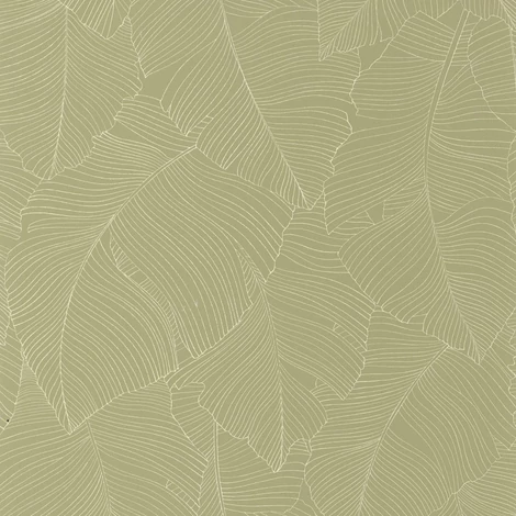 Caselio Nagy levél mintás modern keki zöld vinyl tapéta Vegetalia Kaki 53 cm X 10 m