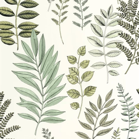 Caselio Nagy levél mintás zöld-fehér vinyl tapéta Florium Vert D'Eau 53 cm X 10 m
