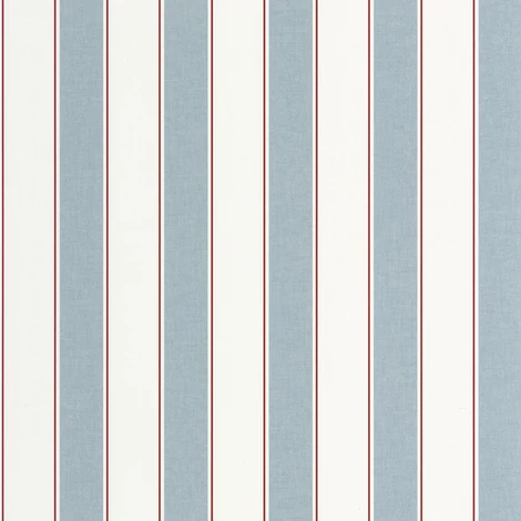 Caselio Elegáns csíkos kék vinyl tapéta piros szegéllyel Classic Lines Bleu Ciel 53 cm X 10 m