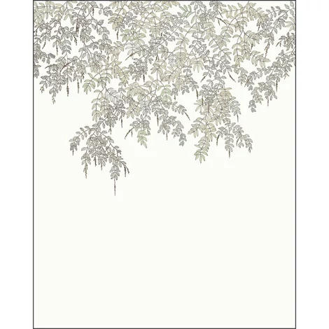 Caselio Elegáns zöld-fehér levél mintás vlies poszter tapéta Falling Petals Vert D'Eau 200 cm X 2,5 m