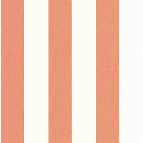 Caselio Klasszikus csíkos korall színű vinyl tapéta Linen Lines Corail 53 cm X 10 m
