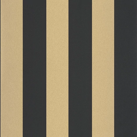 Caselio Széles csíkos fekete-arany vinyl tapéta Wide Lines Noir Doree 53 cm X 10 m