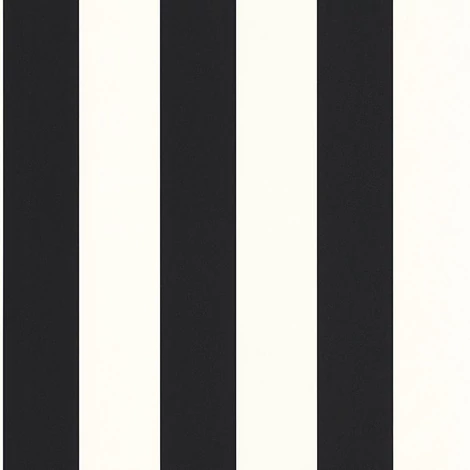 Caselio Széles csíkos fekete-fehér vinyl tapéta Wide Lines Noir 53 cm X 10 m