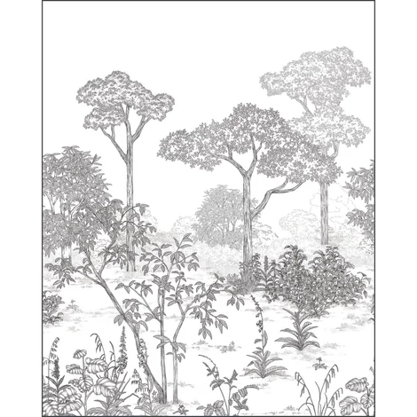 Caselio Arborétumot ábrázoló fekete-fehér vlies poszter tapéta Arboretum Noir Blanc 50 cm X 3 m
