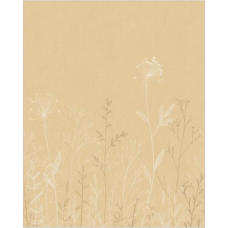 Caselio Botanikai mintás bézs vlies poszter tapéta Field Line Lin 50 cm X 3 m