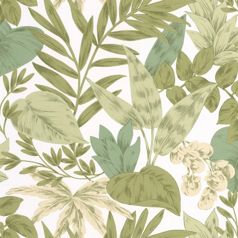 Caselio Levélmintás zöld vinyl tapéta Kalea Vert 53 cm X 10 m