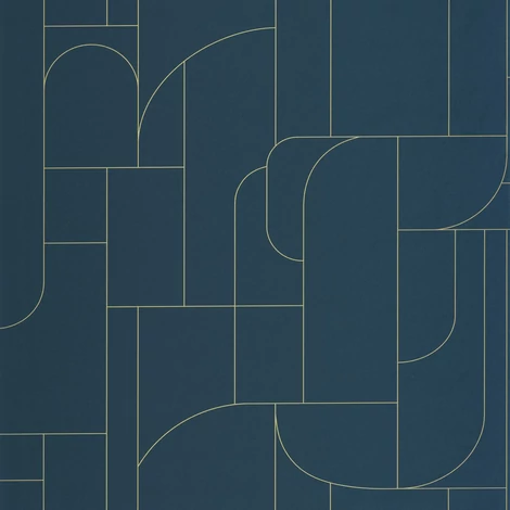 Caselio Geometriai mintás modern sötétkék vinyl tapéta Achille Bleu Nuit 53 cm X 10 m