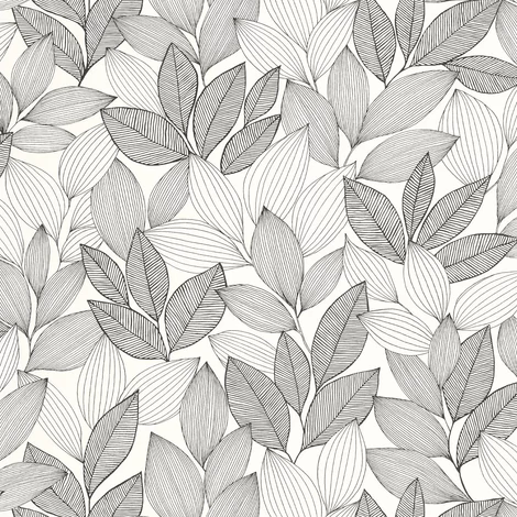 Caselio Botanikai mintás fehér-fekete vinyl tapéta Little Botanica Noir Et Blanc 53 cm X 10 m